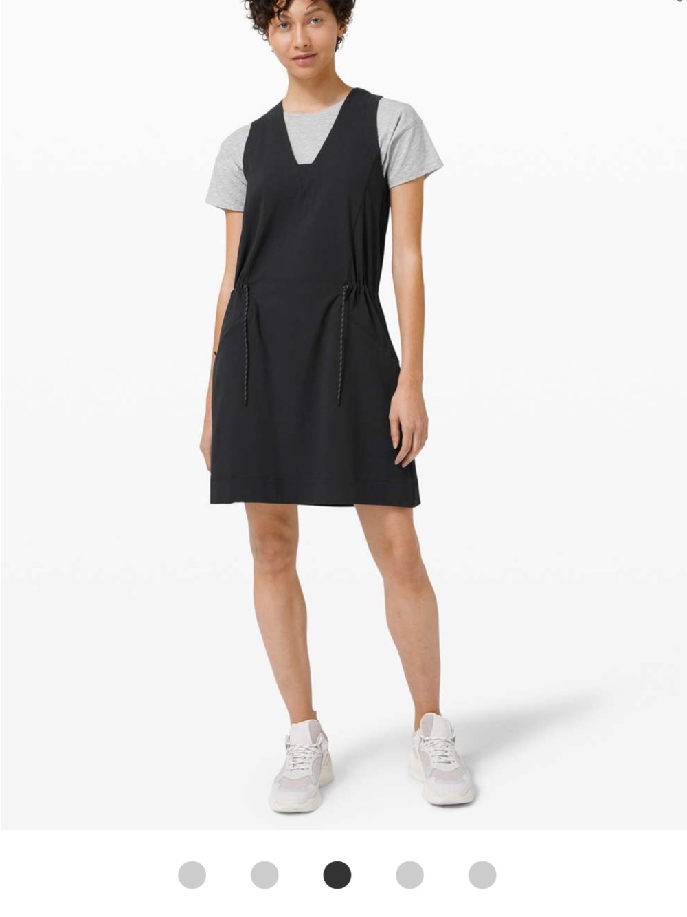 lululemon athletica Black Sleeveless V-Neck Mini Dress with Drawcord Detail